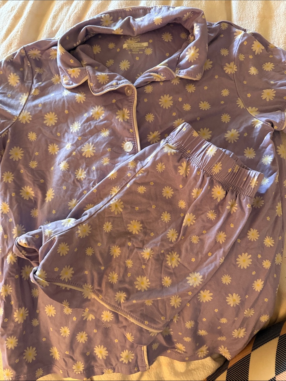 wonder nation Lavender Daisy Print Girls Pajama Set with Yellow Flowers